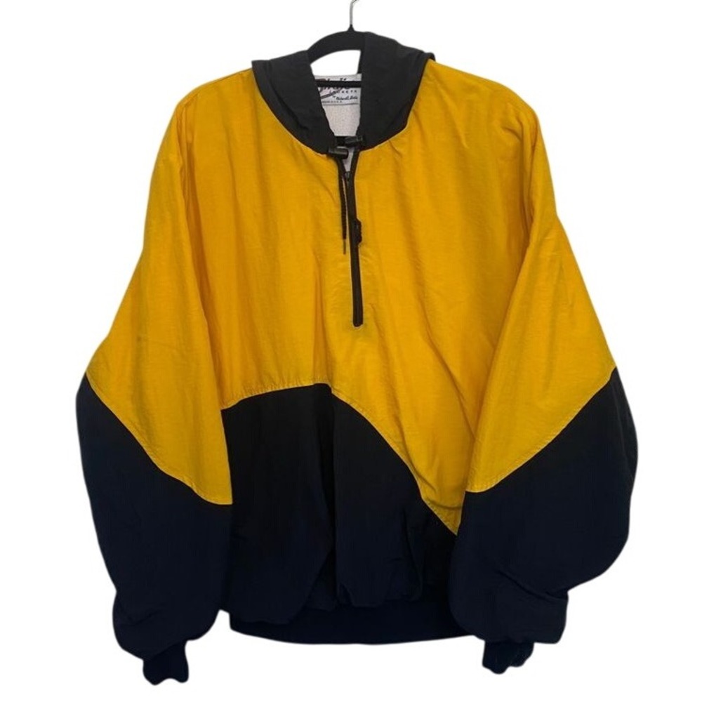 Birdie Jackets Yellow Black Quarter Zip‎ Hooded Windbreaker Mens L Retro NFL USA